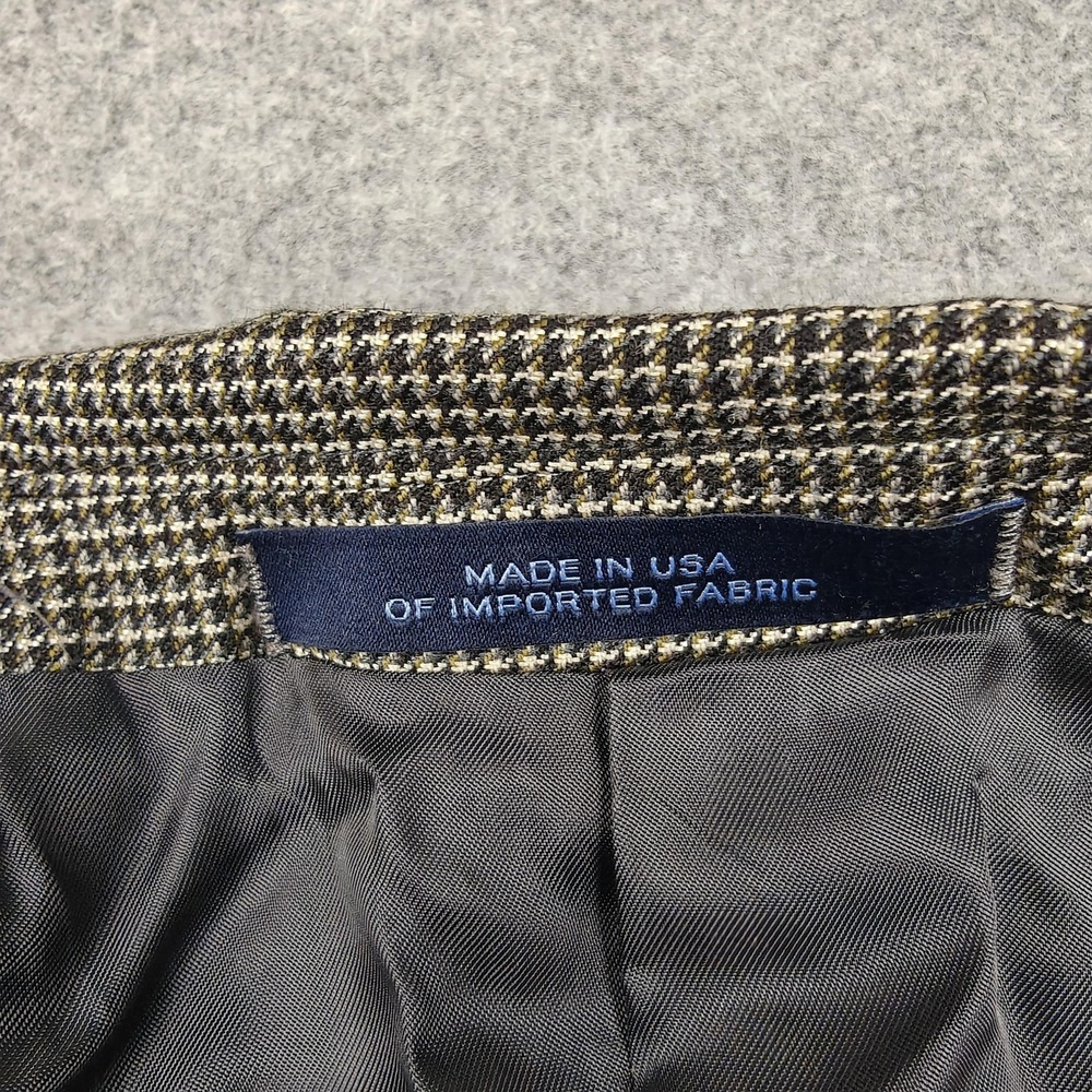 Joseph Abboud Blazer Mens 46S Brown Wool Silk Check Sport Coat Jacket Made USA - Picture 6 of 13